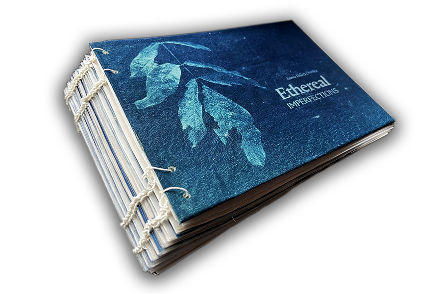 Ethereal Imperfections book — blue cover with leaf